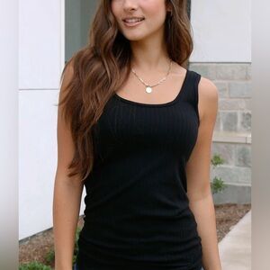 Grace & Lace Perfect Fit Seamless Ribbed Tank in black. Size OS